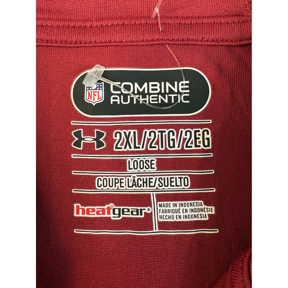 Under Armour NFL Washington Redskins HeatGear Hoodie Men 2XL Burgundy Red Henley - Picture 6 of 15